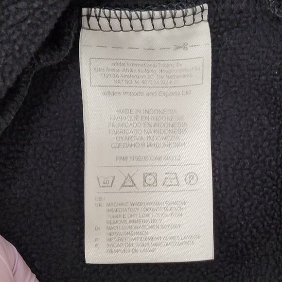 Adidas 1/4-Zip Track Jacket 2XL/3XL 26x33 Black Sleeve-Stripes - Picture 9 of 16